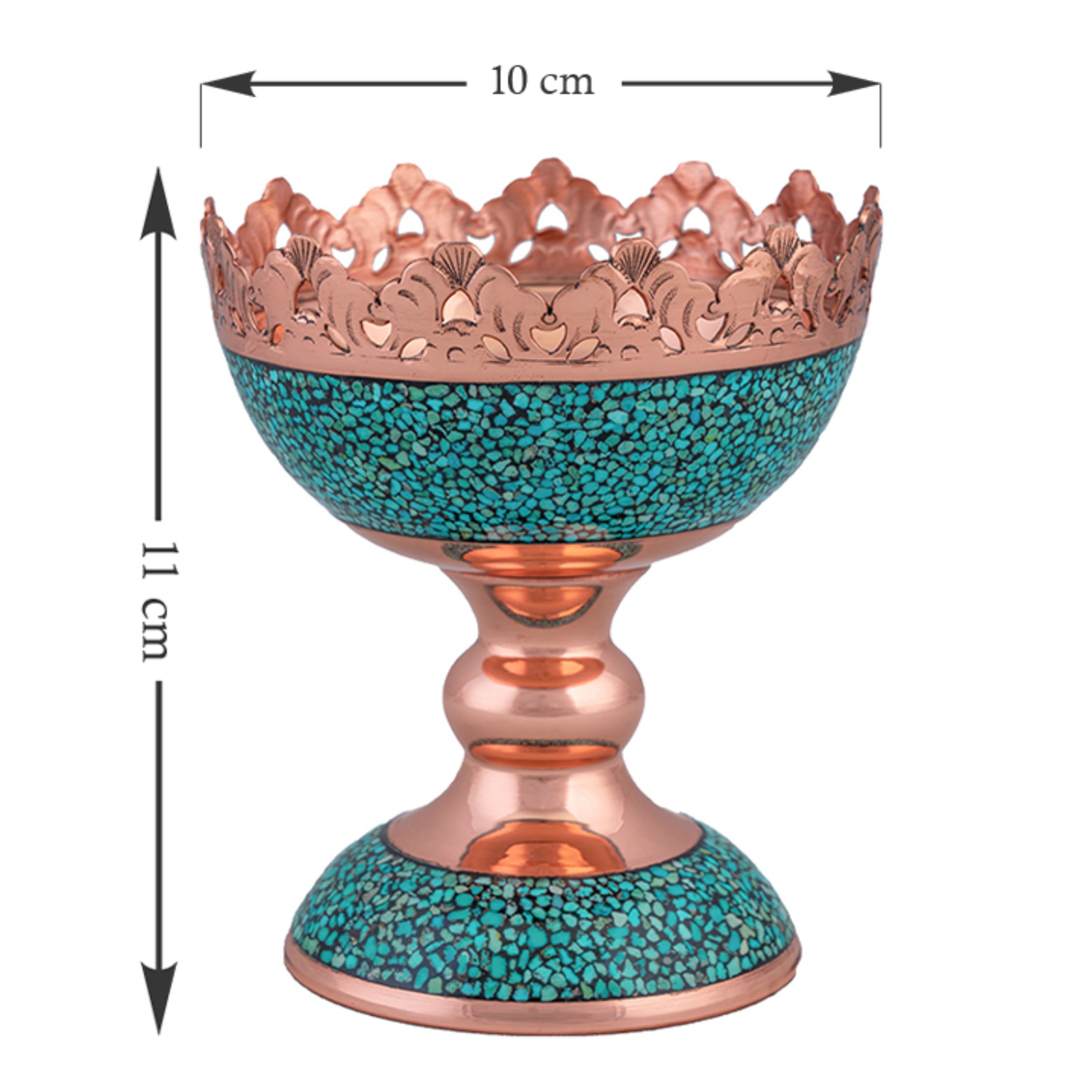 آجیل خوری فیروزه کوبی کوچک مسجدی ارتفاع 11cm