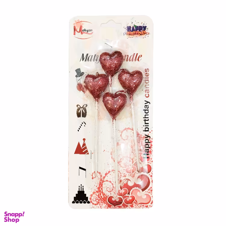 شمع تولد مدل قلب کد 002 مجموعه 4 عددی