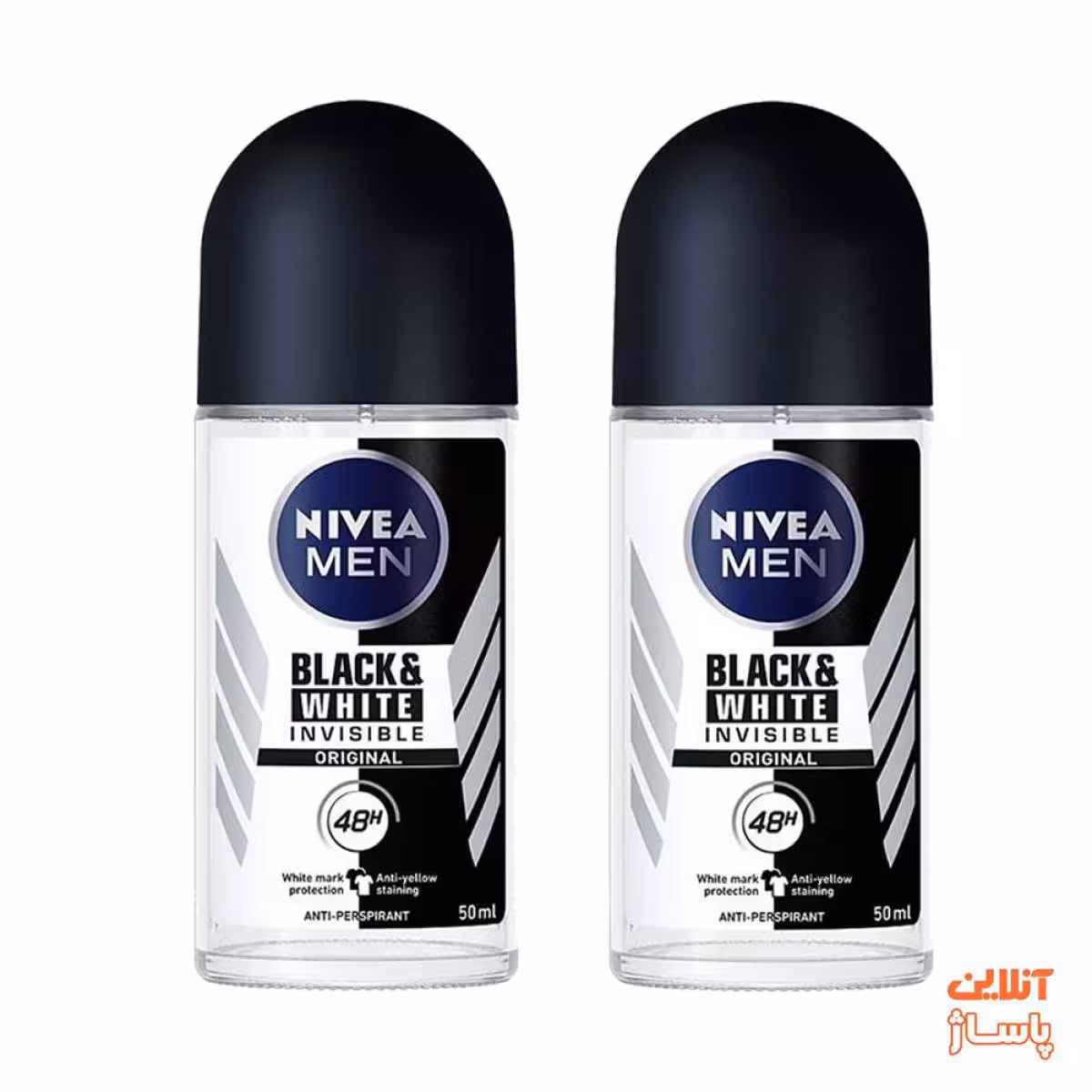 رول ضد تعریق مردانه نیوآ مدل Black and White Invisble Original حجم 50 میلی لیتر مجموعه 2 عددی