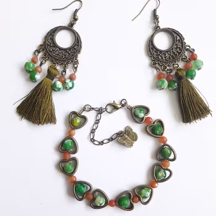 نیم ست سنگ عقیق و جید