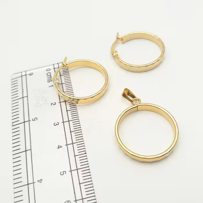 نیم ست استیل طلایی طرح حلقه ای