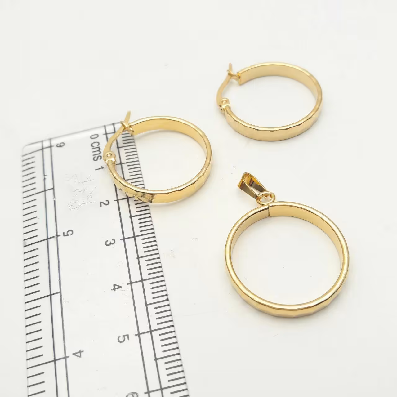 نیم ست استیل طلایی طرح حلقه ای