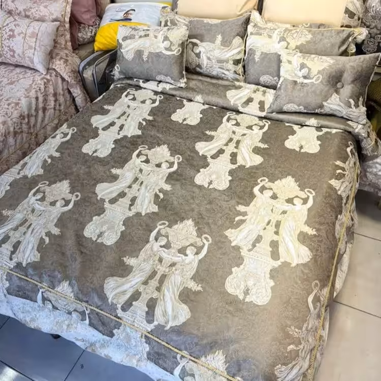 روتختی مخمل پنلی ترک دونفره درجه یک 8 تیکه طرح ماربل شیک......