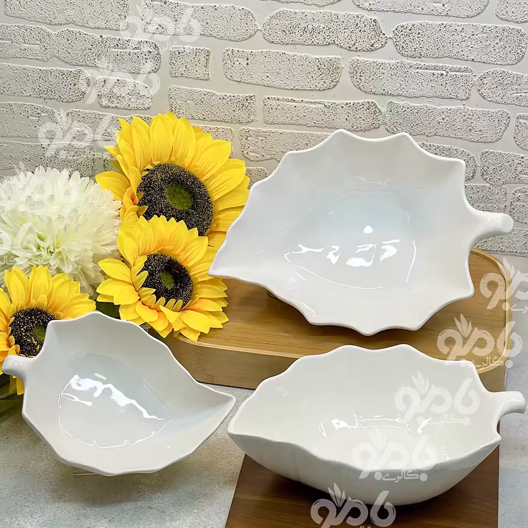 کاسه سرامیکی سفید برگ گود