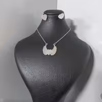 نیمست استیل نقره ای شنی بال فرشته و قلب  