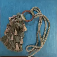 شرابه پرده جمع کن دکور سبز  زیتونی و طلایی جفت ترک (پس کرایه)