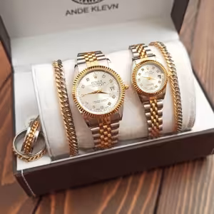 ساعت ست زنانه و مردانه طرح رولکس همراه باست انگشتر و دستبند