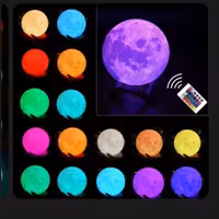L3آباژور رومیزی مدل کره ماه سایز بزرگ مولتی کالر16رنگ به همراه ریموت کنترلی برقی