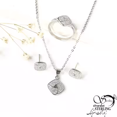 نیمست مربع ساخت ایتالیا نقره925 کد 9531