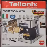 اسپرسوساز 20بار،1200وات و کیفیت عالی تلیونیکس telionix TEM5199 دارای پمپ ایتالیایی 
