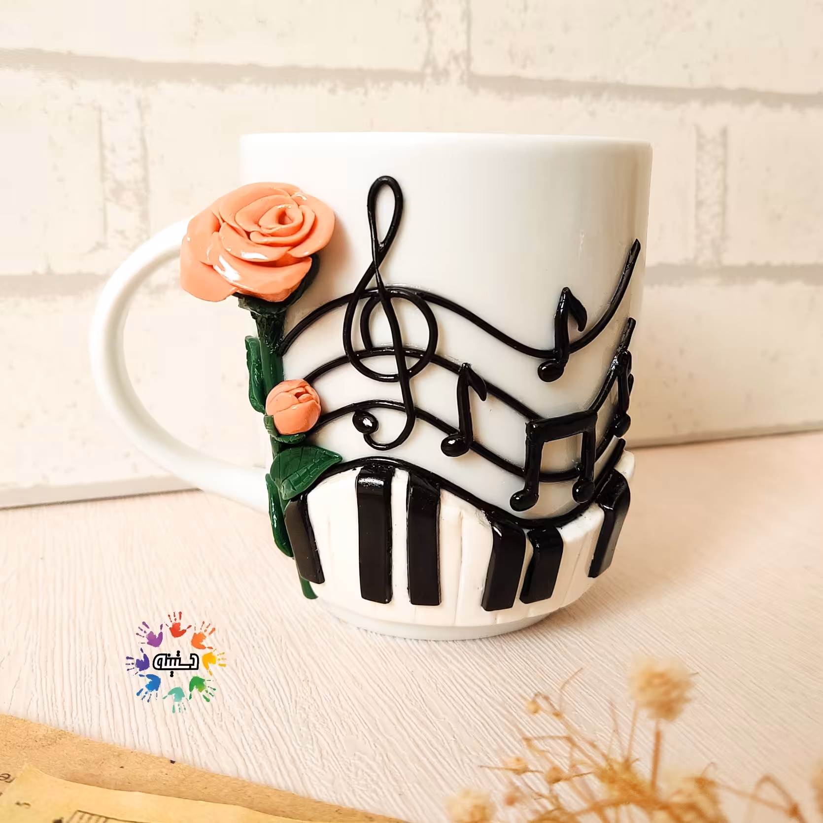 ماگ خمیری سرامیکی طرح نت موسیقی