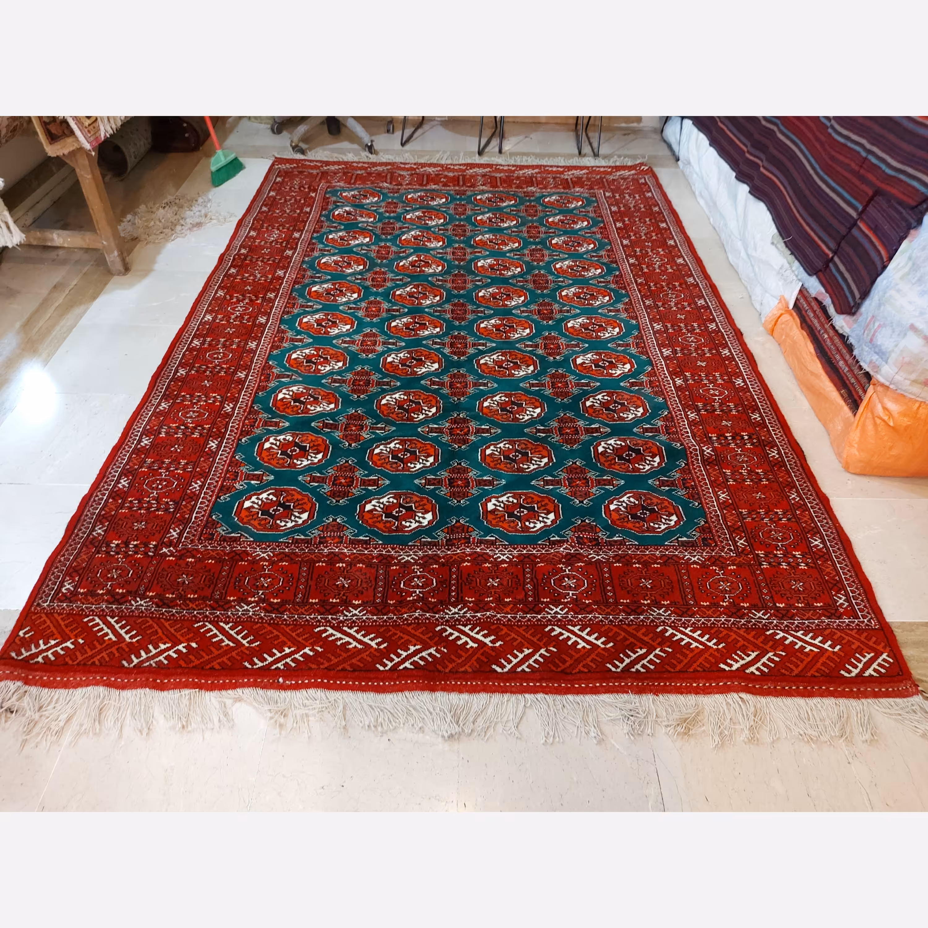 فرش دستبافت 6متری ترکمن رنگی