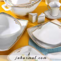 سرویس چینی پردیس طرح شاینا فیروزه ای 105 پارچه  کد 147i