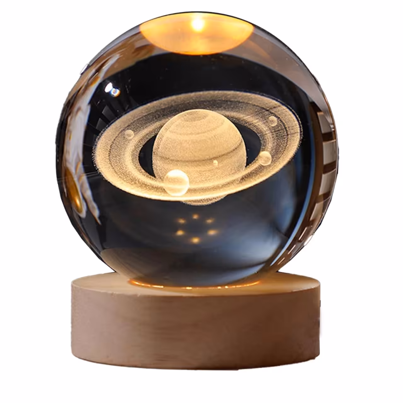 چراغ خواب مدل گوی شیشه ای 3D طرح سیاره زحل سایز 8