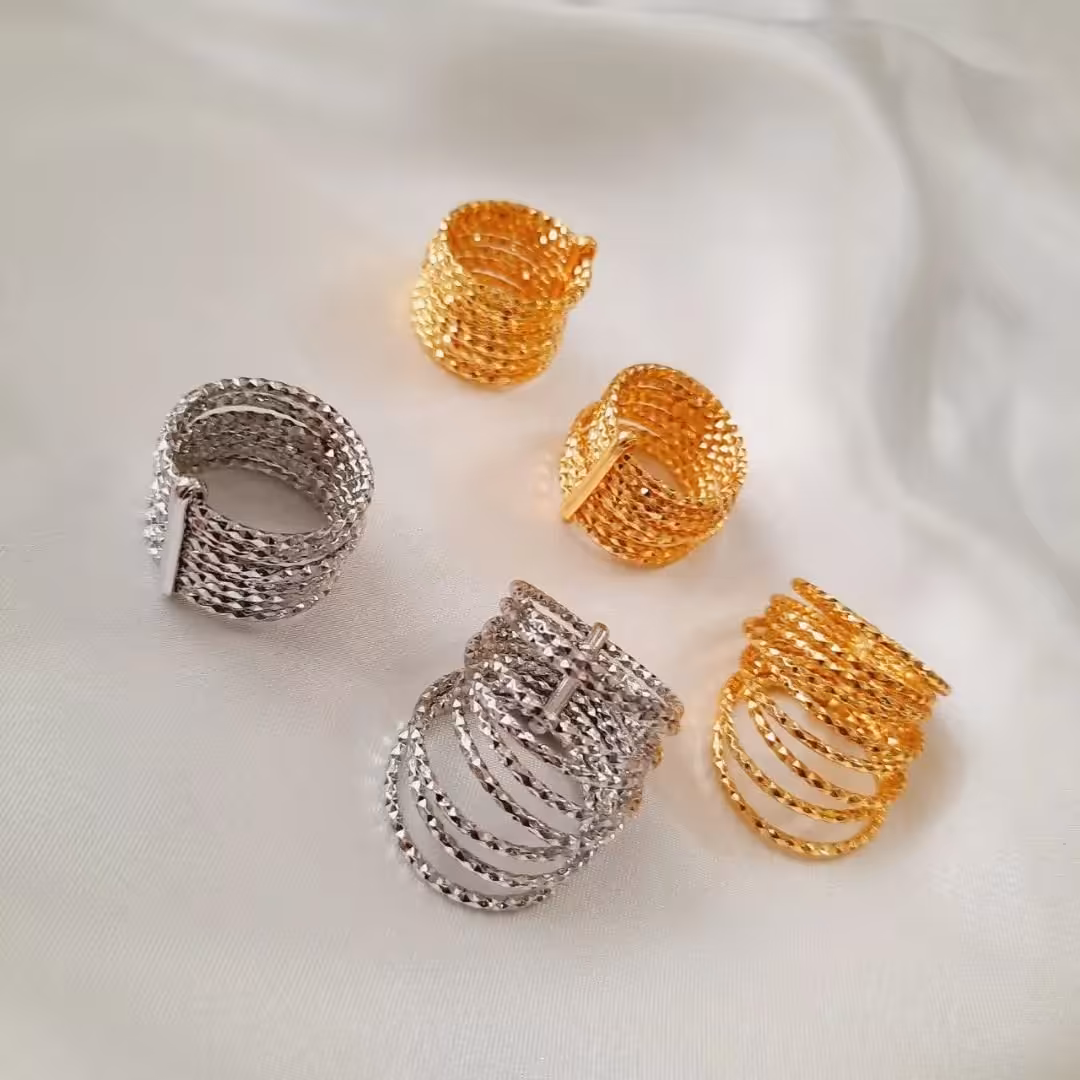 انگشتر استیل رینگی نه عددی در دو زنگ طلایی و نقره ای 