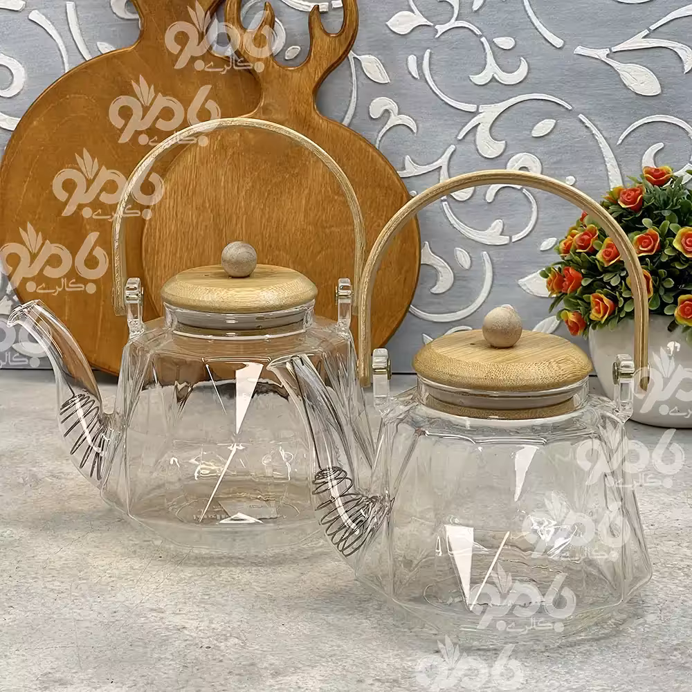 قوری پیرکس درب بامبو الماسی در 2سایز