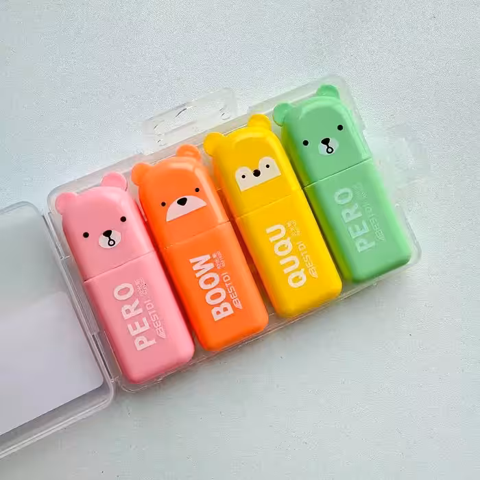 هایلایتر مینی 4 عددی طرح حیوانات کد RM15204