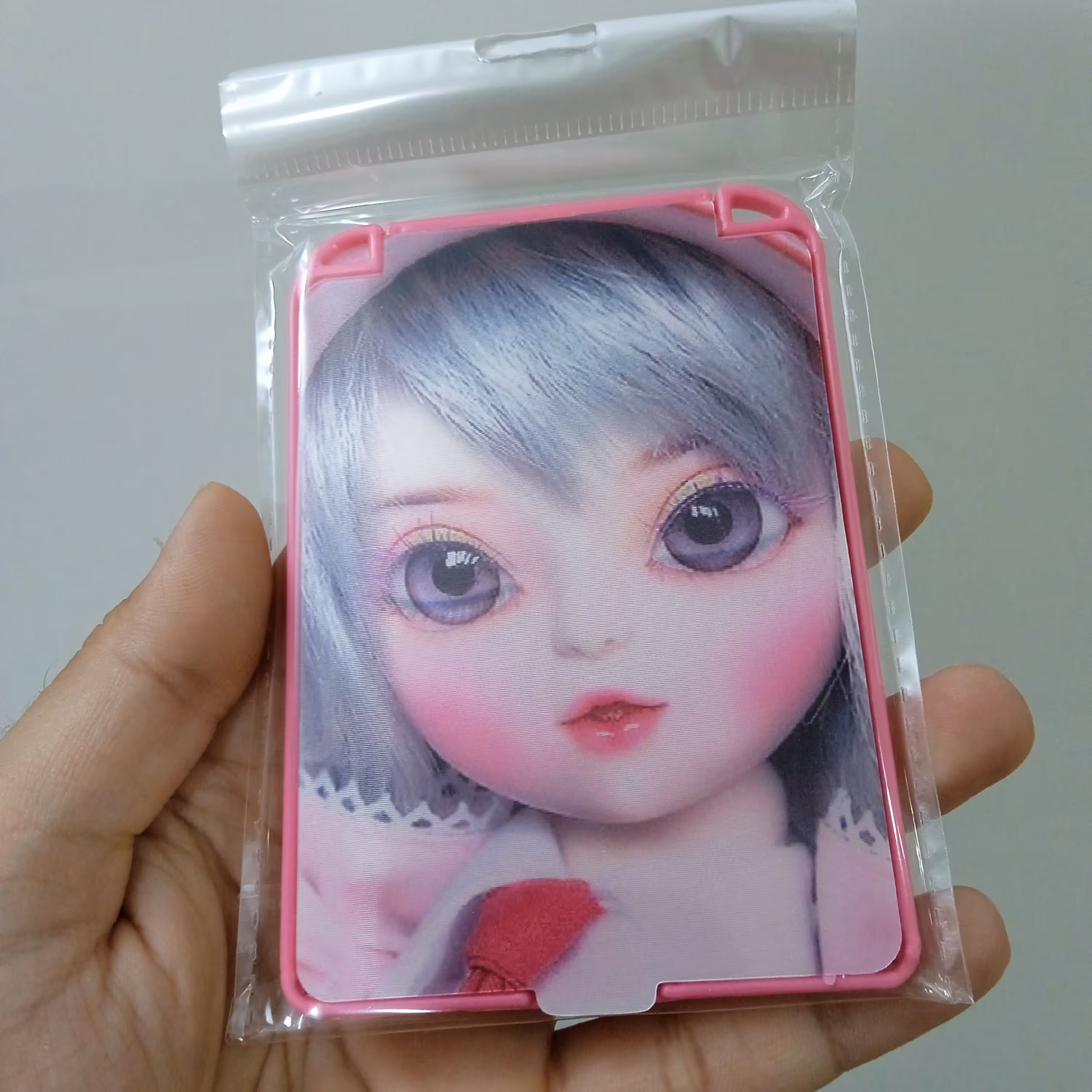 آینه دخترانه چشمک زن آینه سه بعدی دخترانه رنگ فریم صورتی سایز متوسط آینه جیبی