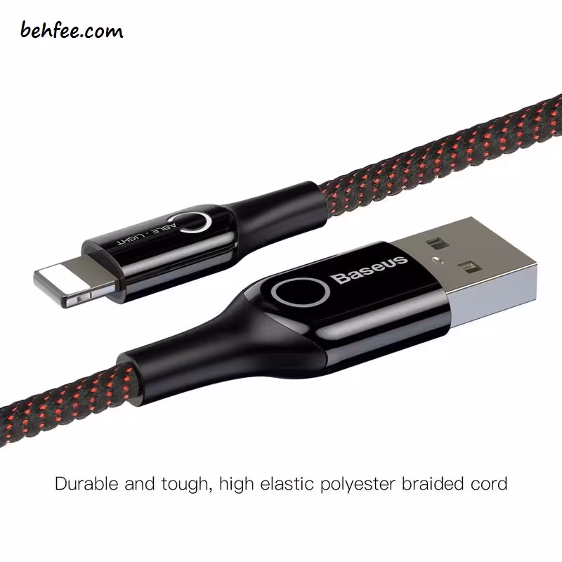 کابل لایتنینگ هوشمند قطع کن خودکار باسئوس Baseus C-Shaped Light Intelligent CALCD-01