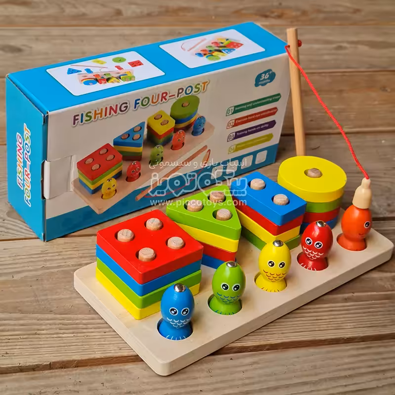 اسباب بازی چوبی مونته سوری و ماهیگیری آهنربایی مدل 6675