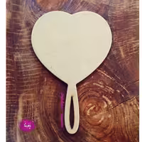 آینه دستی قلبی چوبی ،ام دی اف خام، 22 سانتی