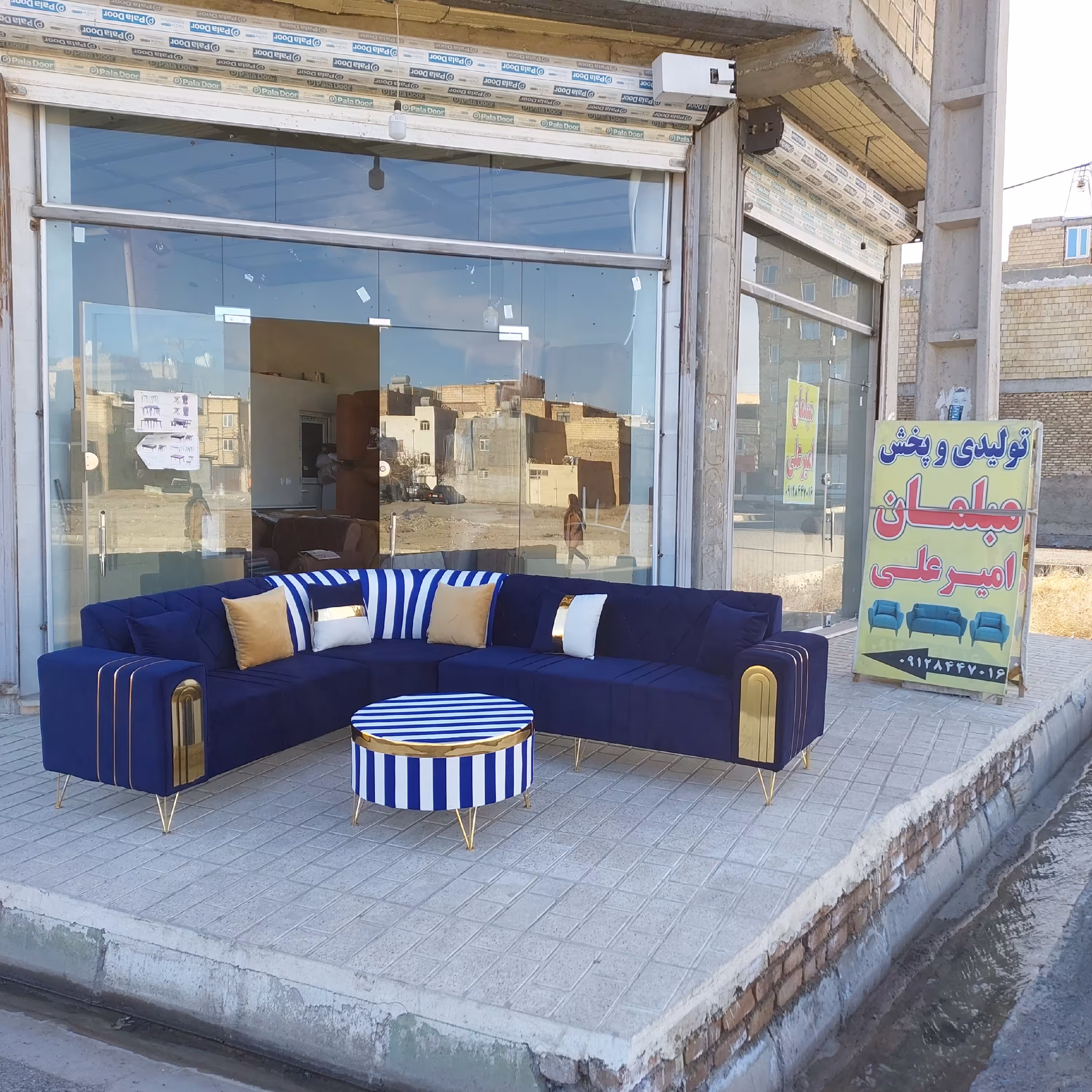 مبل ال چستر 6نفره پایه خراطی چوبی و فلزی تنوع رنگ بندی