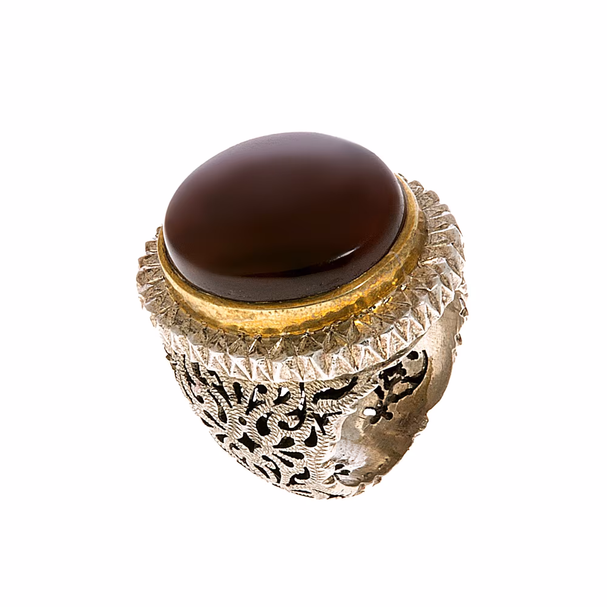 انگشتر نقره تمام دستسازه مردانه باعیار 950 و عقیق یمن