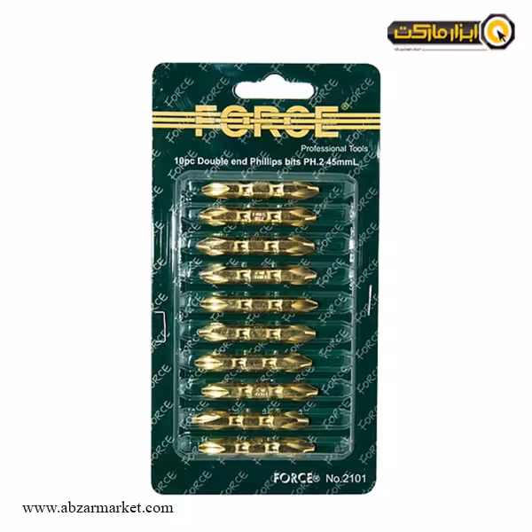 ست سر پیچ گوشتی دوسر چهارسو کوتاه فورس 10 عددی مدل 2101
