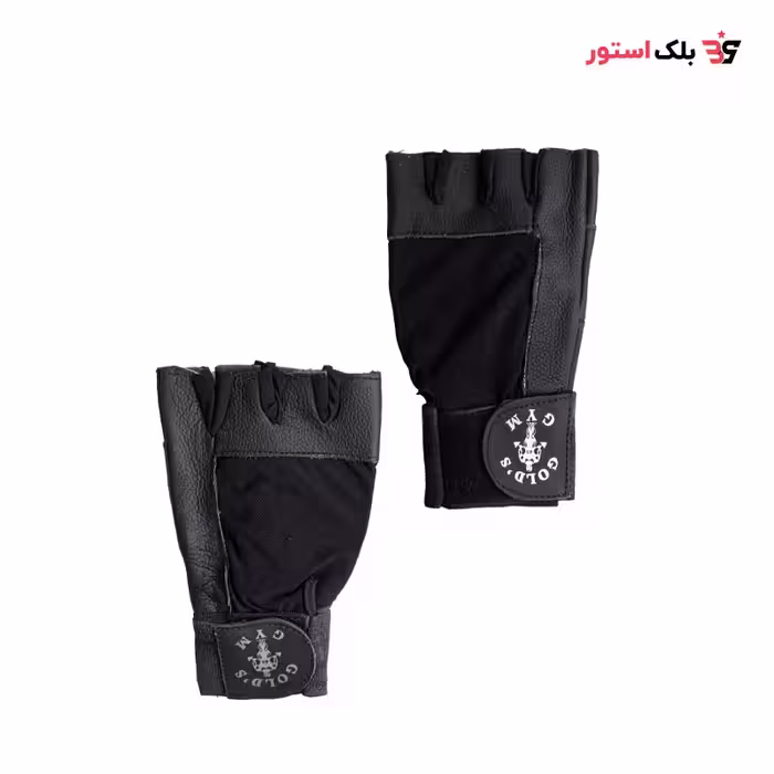 دستکش بدنسازی نیمه مچ بند دار مشکی