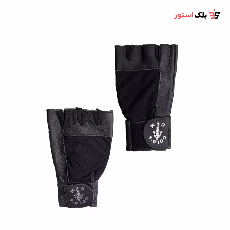 دستکش بدنسازی نیمه مچ بند دار مشکی