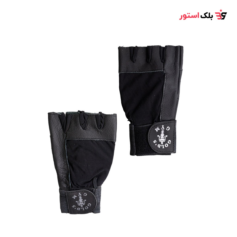 دستکش بدنسازی نیمه مچ بند دار مشکی