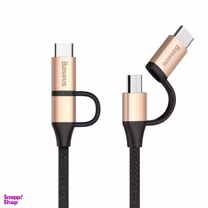 کابل شارژ و انتقال داده دو سر Micro و Type-C باسئوس مدل CAMTYW-1V طول 1 متر