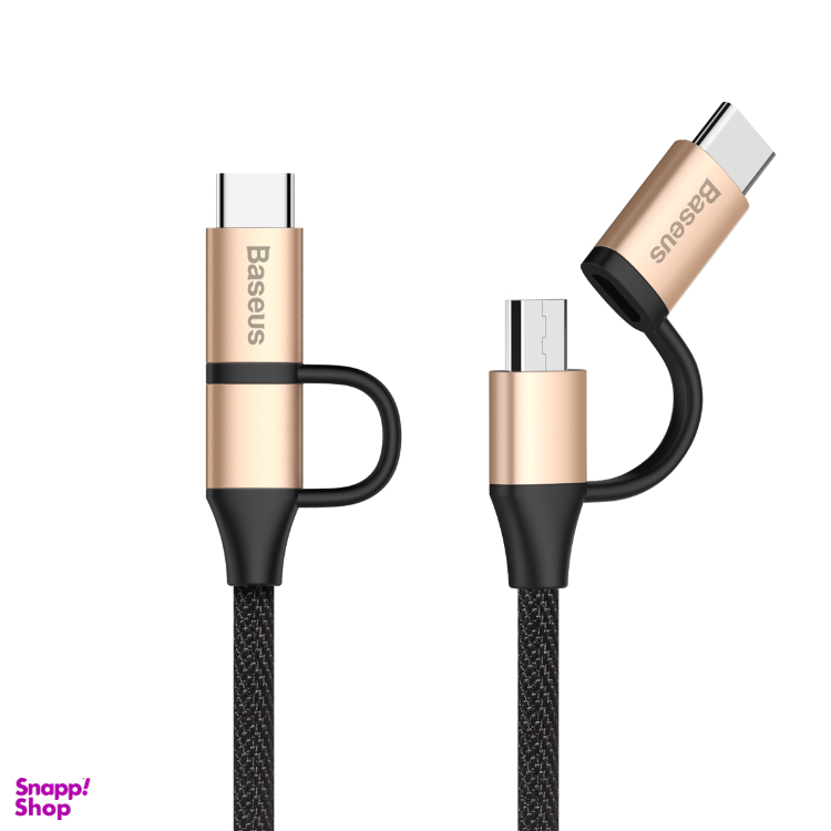 کابل شارژ و انتقال داده دو سر Micro و Type-C باسئوس مدل CAMTYW-1V طول 1 متر