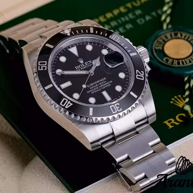 ساعت مردانه رولکس ساب مارینر صفحه مشکی استیل نقره ای ROLEX Submariner K