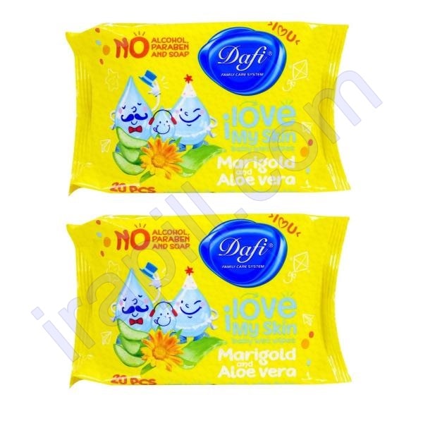 دستمال مرطوب کودک دافی 20 عددی مدل love skin