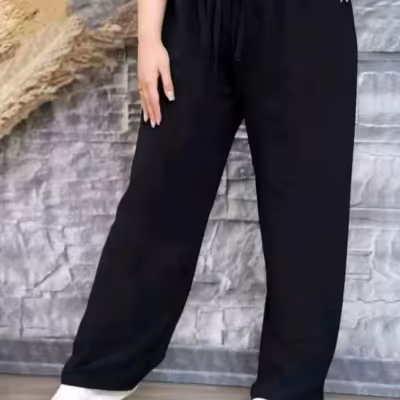 شلوار مشکی زنانه راسته قواره دارمناسب سایز40 تا 48 جنس نخ ویسکوز خنک