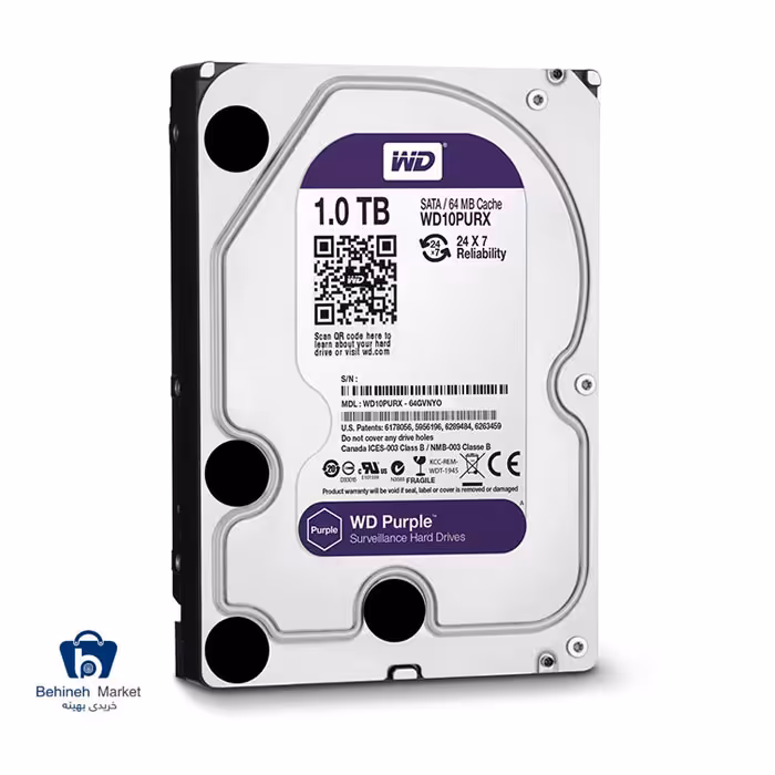 هارد اینترنال وسترن دیجیتال مدل Purple ظرفیت 1 ترابایت