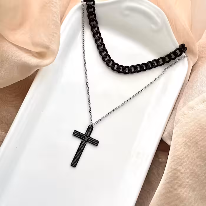 ست گردنبند مشکی کارتیر استیل