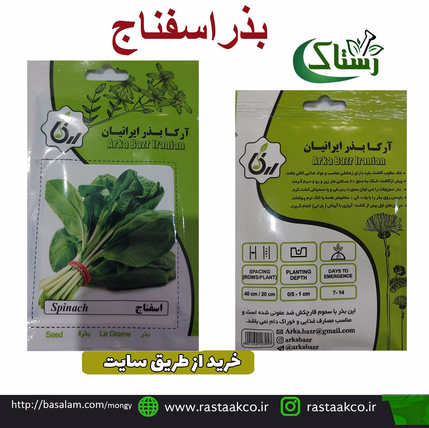 بذروتخم اسفناج تبریز رستاک  (10گرمی)