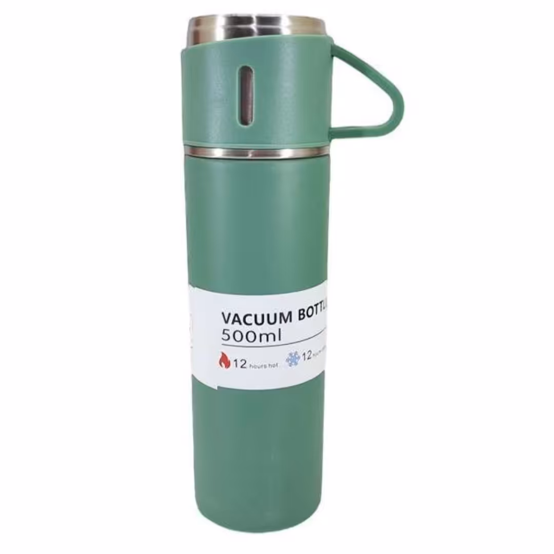 فلاسک مسافرتی حجم 500میل استیل نگهداری آب سرد و گرم تا 12ساعت تضمینی درب پیچی