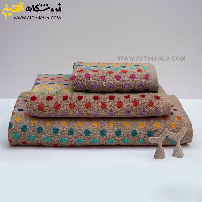 حوله استخری برق لامع طرح المپیا نسکافه ای سایز 70×140