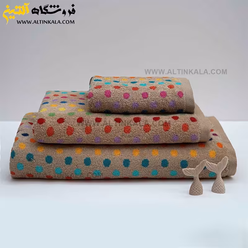 حوله استخری برق لامع طرح المپیا نسکافه ای سایز 70×140