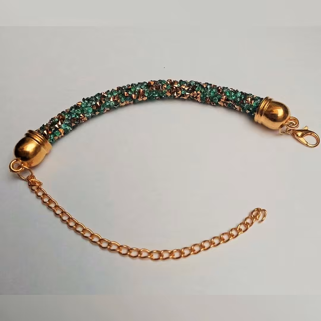 پک دوتایی دستبند سوارسکی با زنجیر و قفل طوطی