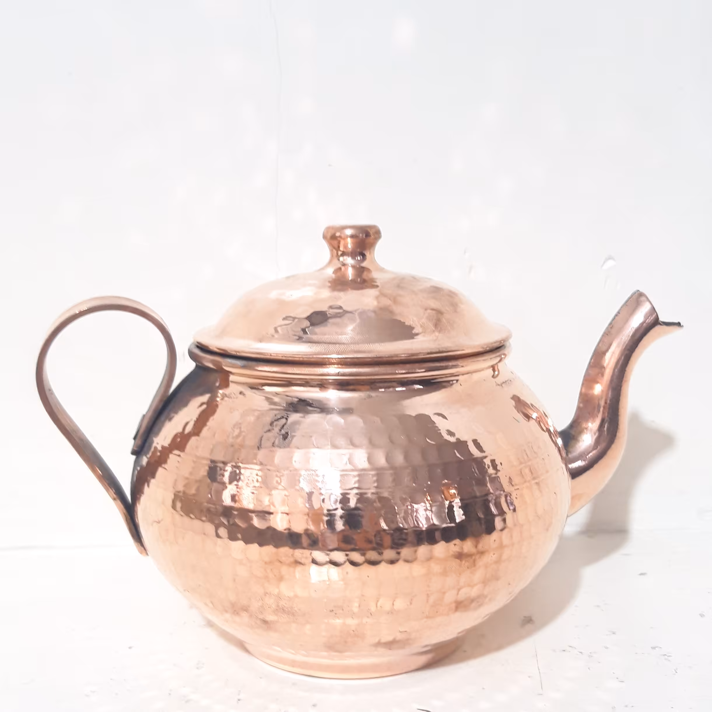 قوری عدسی  وتوپی مسی چکشی متوسط