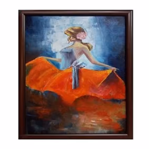 تابلوی نقاشی رنگ روغن روی بوم مدل رقص فلامنکو اندازه بدون قاب 40 در 50 سانت