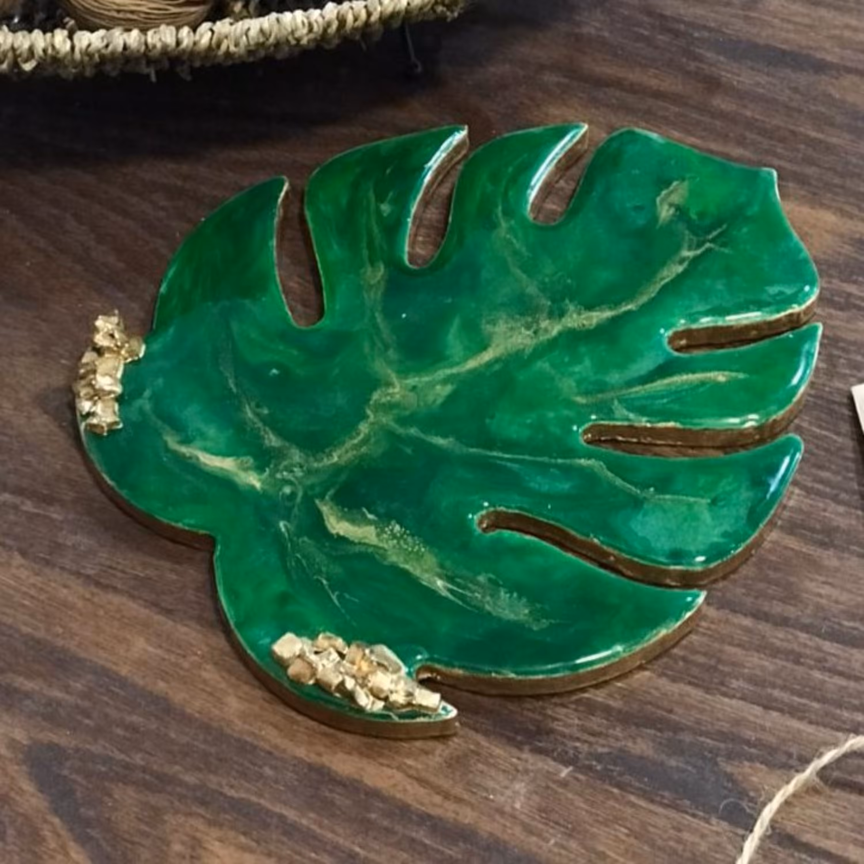 استندوزیرلیوانی برگ انجیری رزینی آرایشی وپذیرایی طرح ماربل18در20