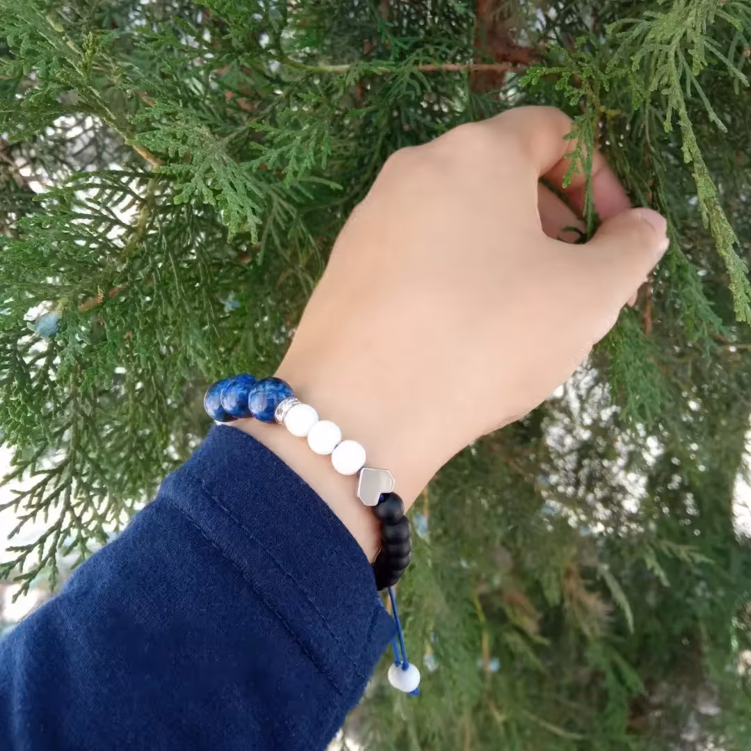 دستبند سنگ لاجورد، سنگ حدید و سنگ اونیکس