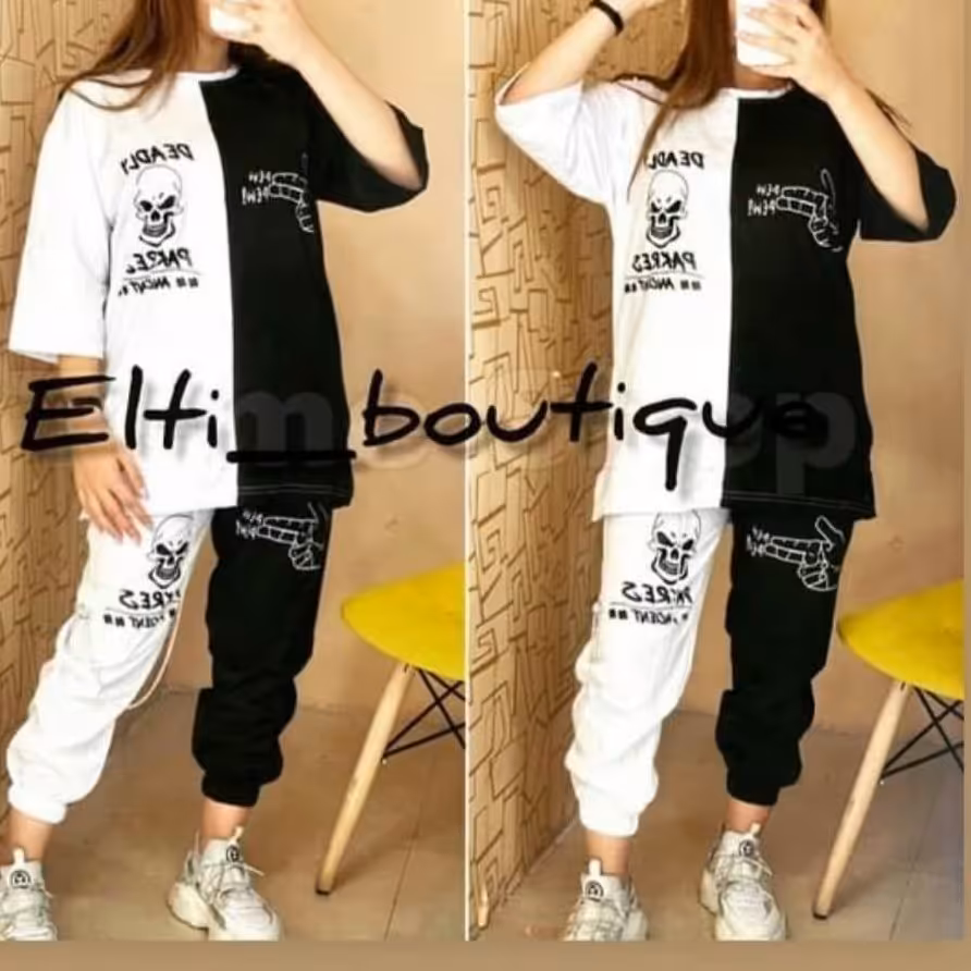 ست اسکلتی با شلوار مدل ایزدیکتا جنس لباس دورس فری سایز 40 تا46