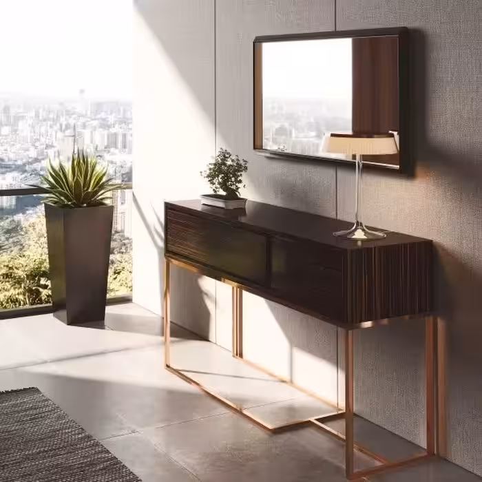 کنسول دارنو، طول 120 سانت، عرض 39 سانت، ارتفاع 20 سانت، پایه فلزی با آبکاری و رنگ دلخواه،