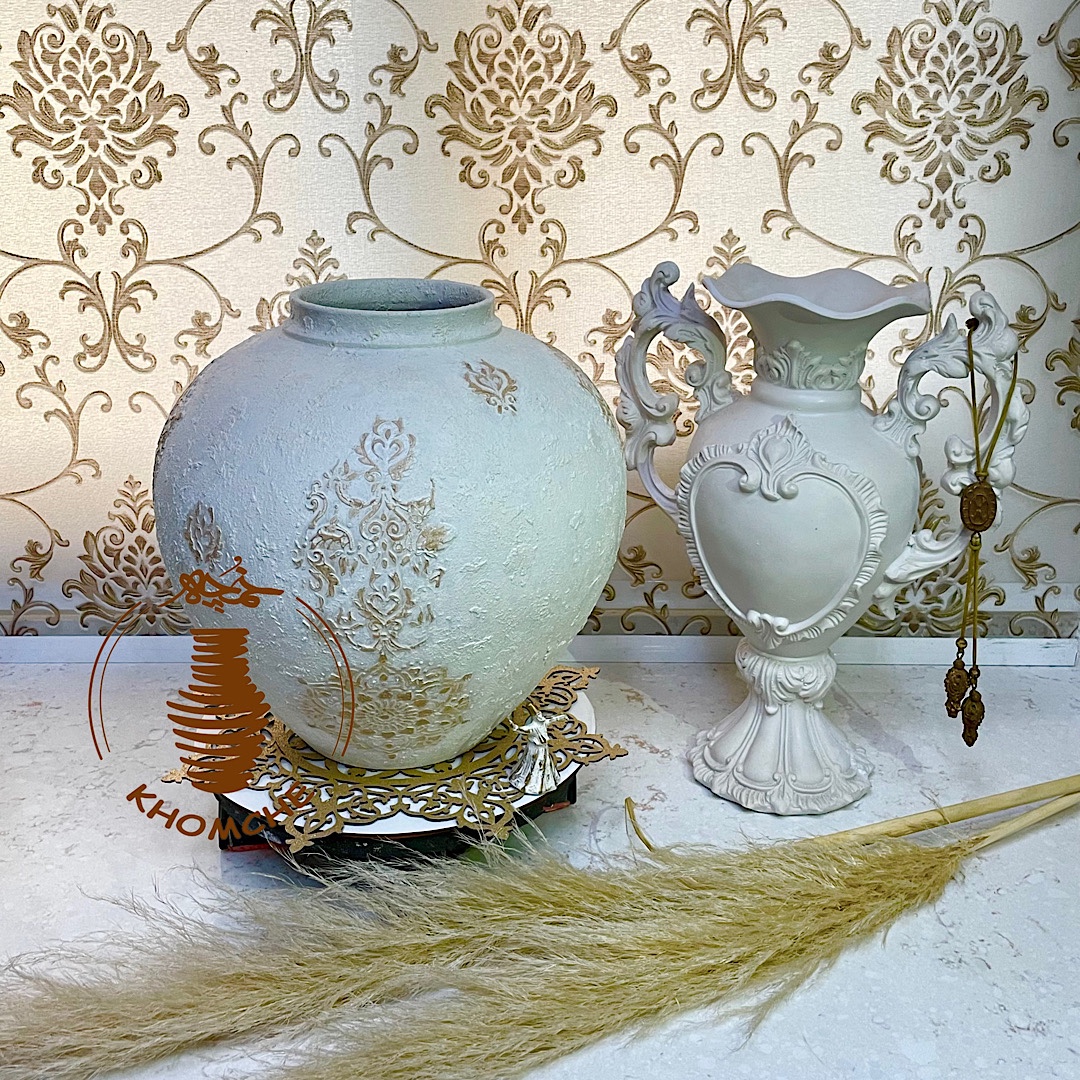 کوزه و گلدان سفالی ،برندخمچه،طرح پتینه،عروس  ایرانی